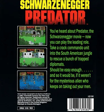 Predator (UK) (1988) (Trainer) box cover back